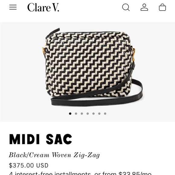 Clare V Woven Midi Sac CrossbodyCream Black Bag VGUC - Picture 1 of 13